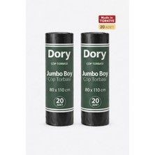 Dory Jumbo Boy Çöp Poşeti-Çöp Torbası 2  Adet 80X110 300 gr Siyah
