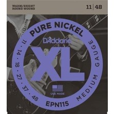 D'addario EPN115 Xl Pure Nickel Elektro Gitar Tel Seti - 11-48 Blues/jazz Rock (Profesyonel) | %100 Saf Nikel Sargı, 50'lerin Vintage Sıcak Tonları ve Yumuşak Çalım Hissiyatı
