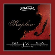 D'addario KS510 Kaplan 4/4 Tam Boy Çello Tel Seti - Medium Tansiyon (Profesyonel) | Sentetik Çekirdek, Zengin ve Güçlü Ses Projeksiyonu, Hızlı Akort Kararlılığı ve Geniş Dinamik Aralık