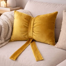 Ratemo Mobilya Fiyonk Kurdele Tasarımlı Dekoratif Kırlent Yastık, 1. Sınıf Döşemelik Kumaş, Dolgulu Hediye Minder