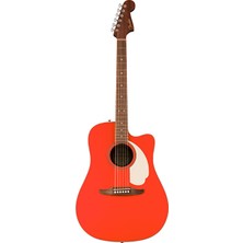 Fender 0974221540 California Standard Redondo Ce Elektro Akustik Gitar (Fiesta Red) | Canlı Kırmızı Renk Fishman Preamp ve Masif Ladin Kapak