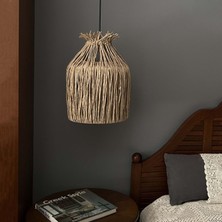 Noldecoration El Yapımı Naturel Kraft Kağıdı Orta Boy Modern Hasır Sarkıt Avize