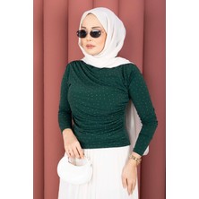 Ozk Taş Detaylı Sandy Body Zümrüt