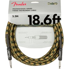 Fender 0990818176 Professional Enstrüman Kablosu (5.5m - Woodland Camo) | 5.5 Metre Orman Kamuflajı Kırılmalara Karşı Esnek Dış Yüzey