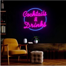 Biz Bu İşin Keyif Kısmındayız Cocktails & Drinks Yazılı ve Şekilli Neon Tabela