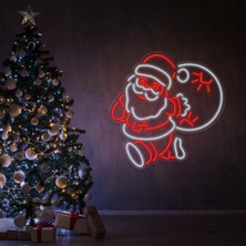 Biz Bu İşin Keyif Kısmındayız Noel Baba Figürlü Yılbaşı Temalı Neon Tabela