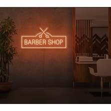 Biz Bu İşin Keyif Kısmındayız Barber Shop Yazılı ve Şekilli Neon Tabela