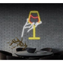 Biz Bu İşin Keyif Kısmındayız Şarap Bardağı Figürlü Neon Tabela