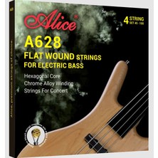 Alice A628(4)-M Flatwound Bas Gitar Teli (45-105) | Pürüzsüz Flat Sarım Sayesinde Sürtünme Sesi Olmaz Jazz ve Motown Tonları Için Kusursuz