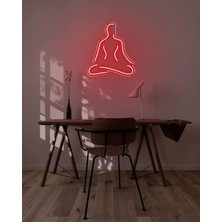 Biz Bu İşin Keyif Kısmındayız Yoga Yapan Insan Figürlü Neon Tabela