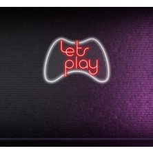 Biz Bu İşin Keyif Kısmındayız Lets Play Yazılı ve Şekilli Neon Tabela
