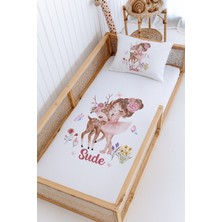 Lilabio %100 Pamuk Isme Özel Montessori Yatak Pike Seti 100X200 Prenses ve Ceylan