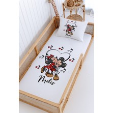 Lilabio %100 Pamuk Isme Özel Montessori Yatak Pike Seti 100X200 Mickey&minnie Mouse
