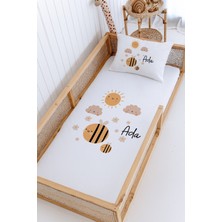 Lilabio %100 Pamuk Isme Özel Montessori Yatak Pike Seti 100X200 Bal Arısı