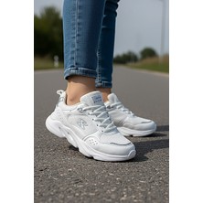 KAFKASLAR AYAKKABI Kalın ve Hafif Ortopedik Taban Çocuk Kadın Düz Beyaz Günlük Sneaker Spor Ayakkabı
