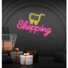 Biz Bu İşin Keyif Kısmındayız Shopping Yazılı ve Şekilli Neon Tabela