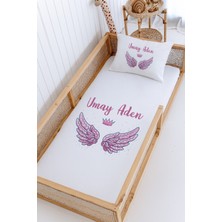 Lilabio %100 Pamuk Isme Özel Montessori Yatak Pike Seti 100X200 Melek