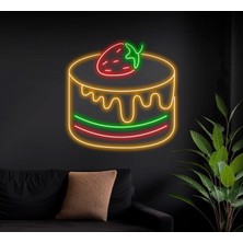 Biz Bu İşin Keyif Kısmındayız Çilekli Pasta Figürlü Neon Tabela