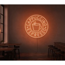 Biz Bu İşin Keyif Kısmındayız Cappuccıno Espresso Yazılı ve Şekilli Neon Tabela