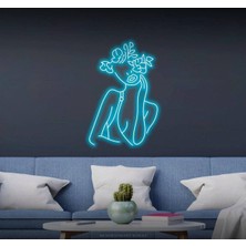 Biz Bu İşin Keyif Kısmındayız Aesthetic Çiçekli Kadın Figürlü Neon Tabela