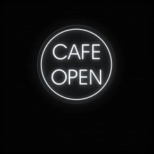 Biz Bu İşin Keyif Kısmındayız Cafe Open Yazılı Neon Tabela