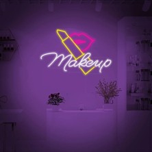 Biz Bu İşin Keyif Kısmındayız Makeup Yazılı ve Şekilli Neon Tabela