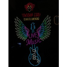 Biz Bu İşin Keyif Kısmındayız Lıve Music Yazılı ve Şekilli Neon Tabela