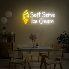 Biz Bu İşin Keyif Kısmındayız Soft Serve Ice Cream Yazılı ve Şekilli Neon Tabela