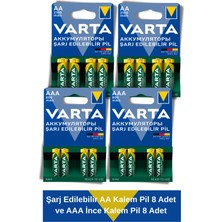 Varta Power Şarj Edilebilir Aa Kalem Pil 8 Adet ve Aaa Ince Kalem Pil 8 Adet