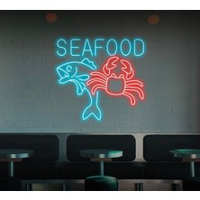 Biz Bu İşin Keyif Kısmındayız Seafood Yazılı ve Şekilli Neon Tabela