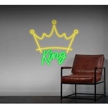 Biz Bu İşin Keyif Kısmındayız King Yazılı ve Şekilli Neon Tabela