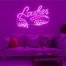 Biz Bu İşin Keyif Kısmındayız Lashes Yazılı Göz Figürlü Neon Tabela