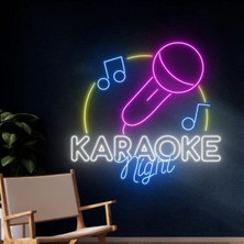 Biz Bu İşin Keyif Kısmındayız Karaoke Night Yazılı ve Şekilli Neon Tabela