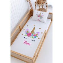 Lilabio %100 Pamuk Isme Özel Montessori Yatak Pike Seti 100X200 Unicorn