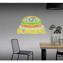 Biz Bu İşin Keyif Kısmındayız Burgers Yazılı ve Şekilli Neon Tabela