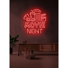 Biz Bu İşin Keyif Kısmındayız Movıe Nıght Yazılı ve Şekilli Neon Tabela