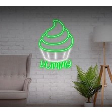 Biz Bu İşin Keyif Kısmındayız Yummy Yazılı ve Şekilli Neon Tabela