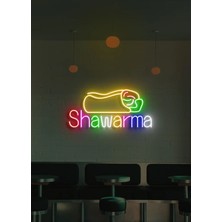 Biz Bu İşin Keyif Kısmındayız Shawarma Yazılı ve Şekilli Neon Tabela