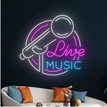 Biz Bu İşin Keyif Kısmındayız Live Musıc Yazılı ve Şekilli Neon Tabela