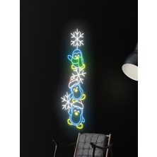 Biz Bu İşin Keyif Kısmındayız Penguen Figürlü Yılbaşı Temalı Neon Tabela
