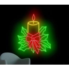 Biz Bu İşin Keyif Kısmındayız Noel Mum Yılbaşı Temalı Neon Tabela
