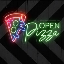 Biz Bu İşin Keyif Kısmındayız Open Pizza Yazılı Neon Tabela