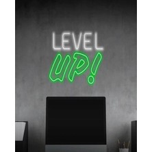 Biz Bu İşin Keyif Kısmındayız Level Up! Yazılı Neon Tabela