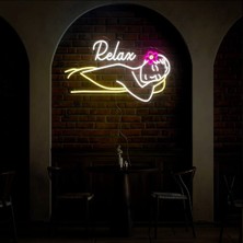 Biz Bu İşin Keyif Kısmındayız Relax Yazılı ve Şekilli Neon Tabela