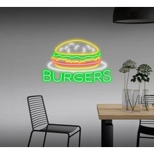 Biz Bu İşin Keyif Kısmındayız Burgers Yazılı ve Şekilli Neon Tabela