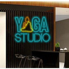 Biz Bu İşin Keyif Kısmındayız Yoga Studıo Yazılı ve Şekilli Neon Tabela