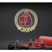 Biz Bu İşin Keyif Kısmındayız Boxıng Yazılı ve Boks Eldiveni Figürlü Neon Tabela