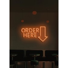 Biz Bu İşin Keyif Kısmındayız Order Here Yazılı ve Şekilli Neon Tabela