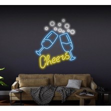 Biz Bu İşin Keyif Kısmındayız Cheers Yazılı ve Şekilli Neon Tabela
