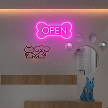 Biz Bu İşin Keyif Kısmındayız Open Yazılı ve Şekilli Neon Tabela